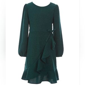 Rare Editions Lurex Knit Faux Glitter Wrap Dress